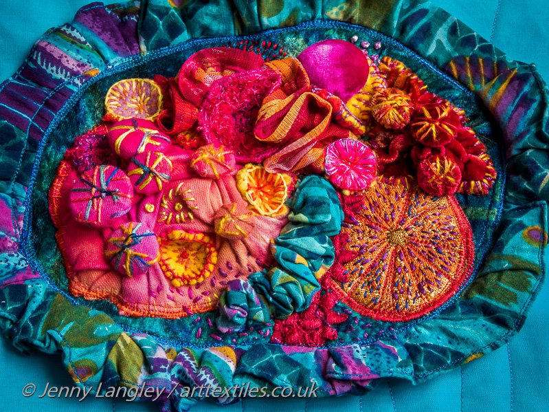 Coral reef with lots of textures and crinkly fabric.